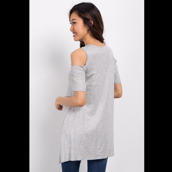 Grey Basic Cold Shoulder Tunic - Picture 4 of 7
